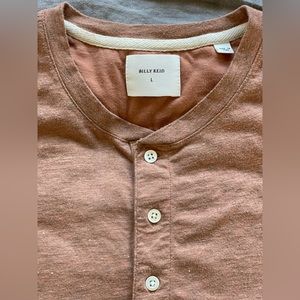 BILLY REID Men’s S/S Henley; Terra-cotta Heather; Sz. L